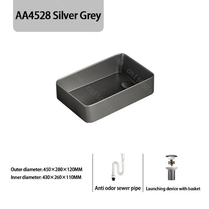 Luxuriöses Keramikgefäßwaschbecken, quadratisches Badezimmerwaschbecken, Arbeitsplatte, Kunstwaschbecken für Waschtischplatte, Keramik-Badezimmerwaschbecken für den Heimgebrauch