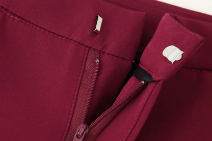 KONDALA 2025 Burgund Quaste Büro Dame Anzüge Einreiher Gerade Blazer + Moderne Gerade Lange Hosen Mode Weiblichen Anzug