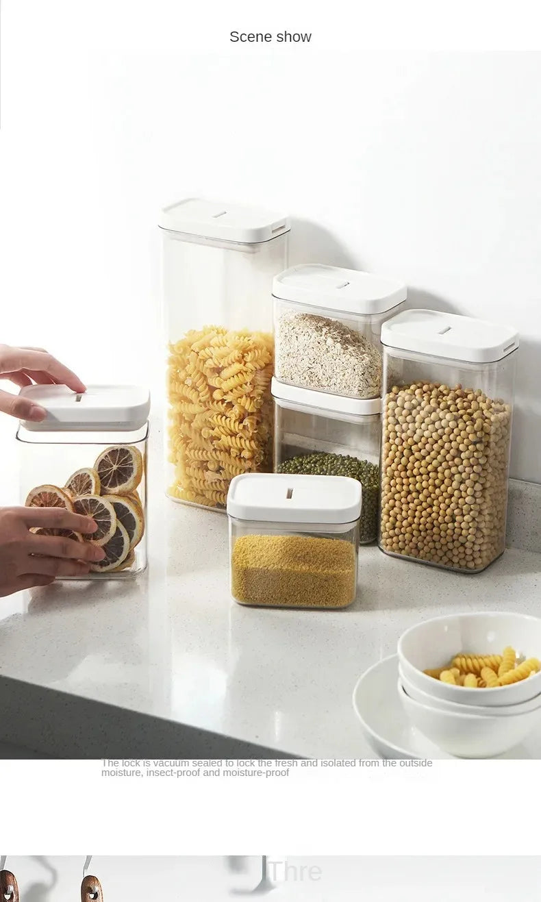 Clear Food Grade Plastic Storage Jar Airtight Seal for Kitchen Snacks Cereals Beans Kitchen Storage Organizer Kitchen Storage.