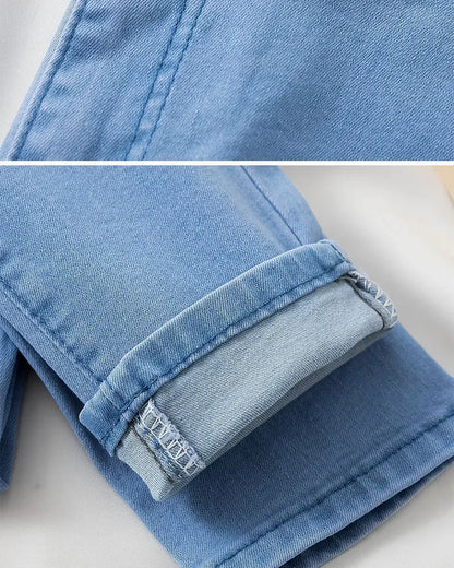 High Waist Slim Fit Stretchy Denim Pants Retro Butt Enhancing Cuff Jeans Black Pencil Pants Fashionable Elastic Trousers.