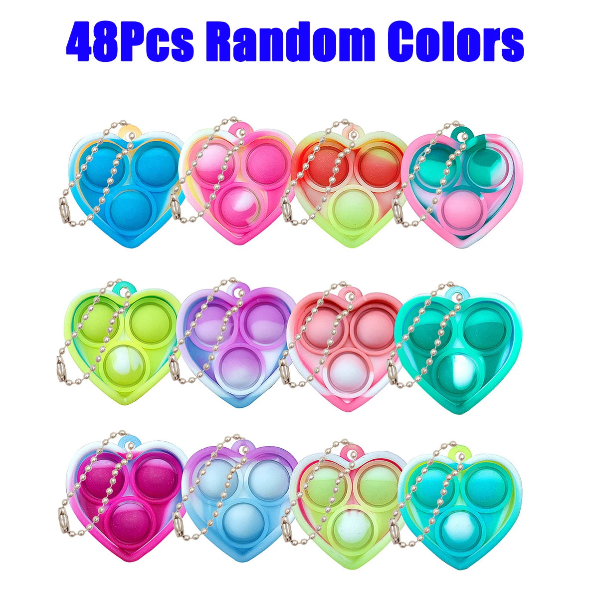 12/24/48Pcs Mini Pop Fidget Toy Pack Kit Keychain Stress Relief Toys Party Favors Office Desk Toy for Kids Adults Brinquedos