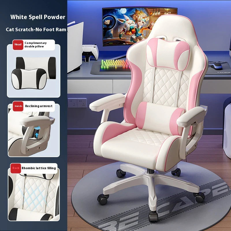 Gaming-Stuhl im Racing-Stil, drehbarer Bürostuhl, 8 cm dickes Latexkissen, verstellbarer Computersitz aus 135 Grad PU-Leder