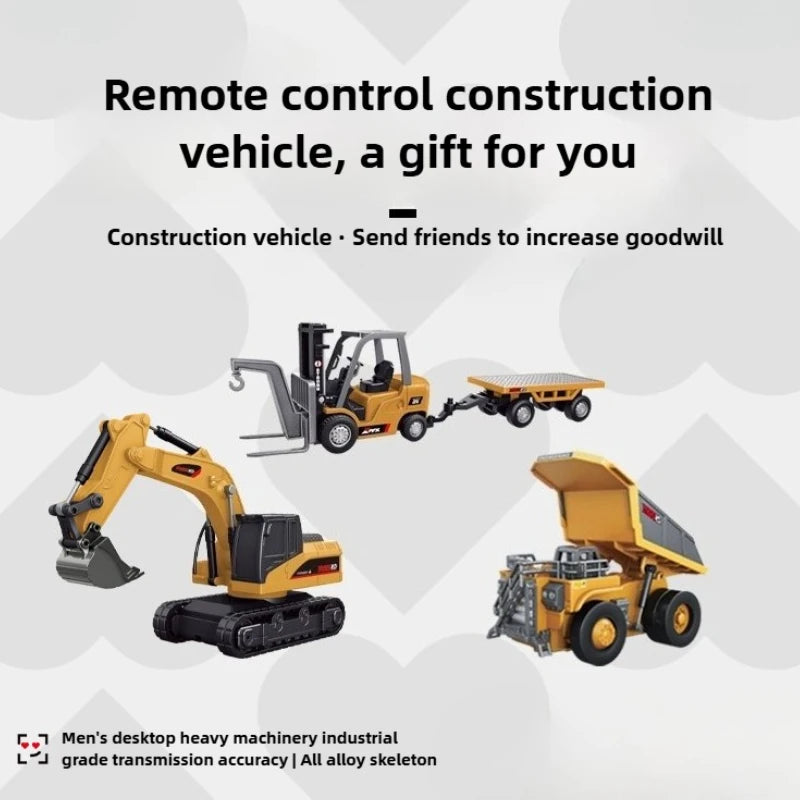 RC Car 1/64 Full Scale Mini RC Engineering Vehicle Desktop Electric Remote Control Excavator Dump Truck Forklift Model Toy Gift.