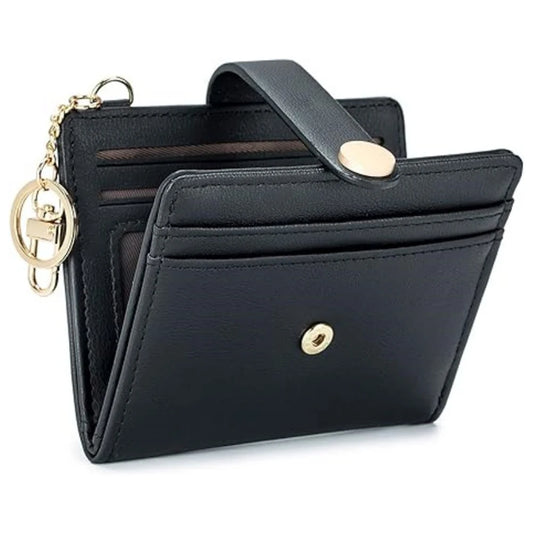 Women Double Fold Zipper Wallet PU Leather Vintage Coin Pocket Ultra-Thin Solid Color Coin Purse Travel Shopping Wallet.