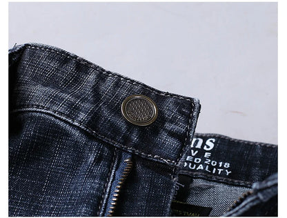 Wthinlee New Business Men's Jeans Casual Straight Stretch Fashion Classic Blue Black Work Denim Trousers Male Brand Clothing.