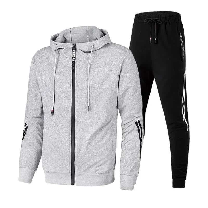 Men Casual Tracksuit Zipper Hoodies Top And Sweatpants 2pcs Set Male Outdoor Jogging Jackets Clothes Sport Man Pants Suit 2025.