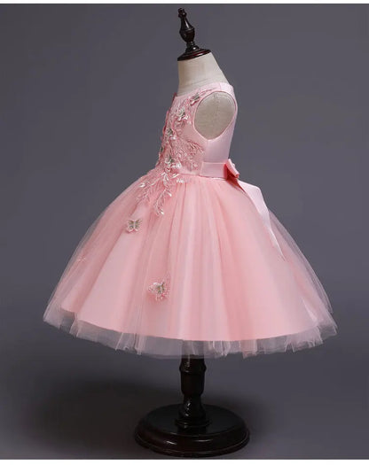 Elegantes Kleid für Mädchen, Abend, Hochzeit, Schmetterlingsapplikationen, Netzstoff, Prinzessinnenkleid für Kinder, Geburtstagsfeier, Abschlussball, Performance-Kleid