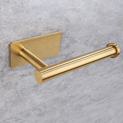 Selbstklebender Papierhalter aus Edelstahl, gebürstetes Gold, Schwarz, Weiß, Ständer für Küche, Badezimmer, Toilettenpapier, Handtuchrolle, Regal, Taschentuch zum Aufhängen