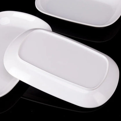 Rectangle Melamine Breakfast Plate Meal Dish Trays Imitation Porcelain Dessret Snack Dishes to Eat Kitchen Tableware 8-10 Inch.