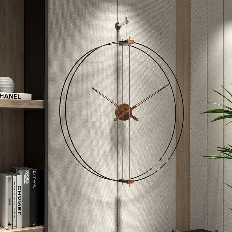 Spanische Wanduhr, minimalistische Uhr, Wohnzimmer, ästhetische Kunstuhren, Massivholzzeiger, große Wanduhr, stille Uhrwerkuhren