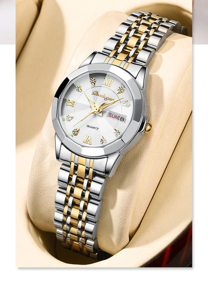 POEDAGAR Top Luxury Woman's Quartz Watch Waterproof Luminous Date Week Ladies Casual Watch Stainless Steel Elegant Women Watches.