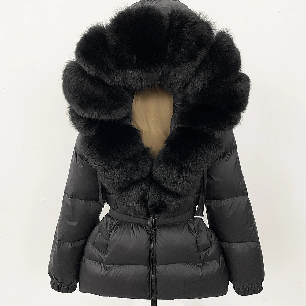 OFTBUY 2025 Winter Kleidung Puffer Jacke Frauen Echt Fox Pelz Mit Kapuze Dicke Warme 90% Weiße Ente Unten Mantel Weibliche Parkas wasserdicht