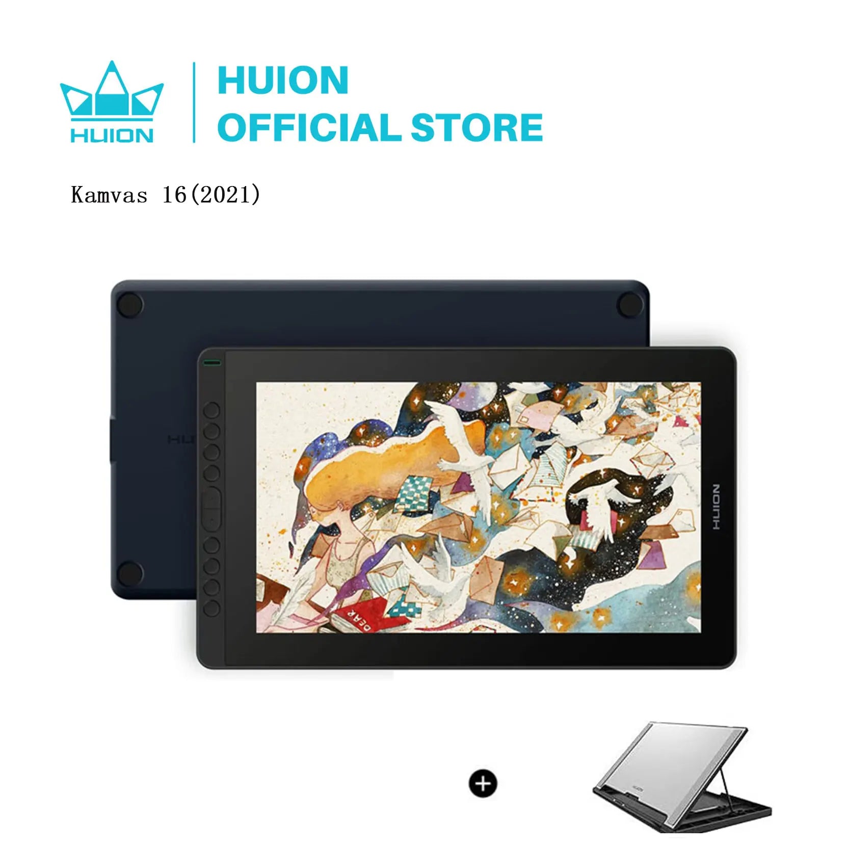 HUION New Arrival Kamvas 16(2021) Graphics Drawing Monitor Battery-free Digital Pen Tablet For Win/MAC And Android 120%s RGB.