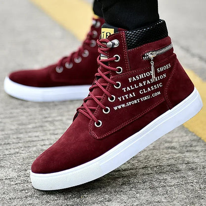 Men Vulcanized Shoes  British Style High Top Casual Sneakers Men Canvas Shoes Man Sports Skateboarding Shoes Fashion Male.