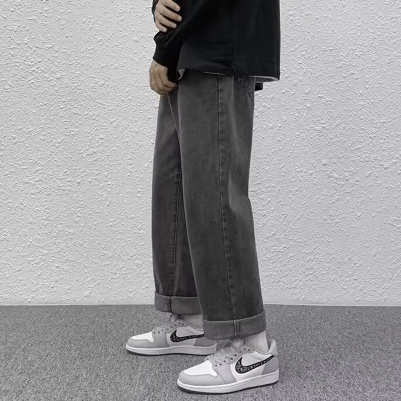 2025 Men Baggy Casual Jeans Male High Street Straight Leg Denim Pants American Classic Retro Summer Casual Long Trousers.