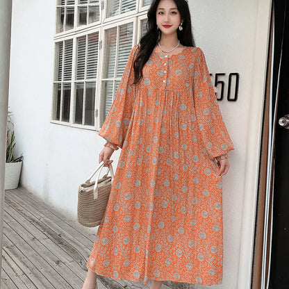 Kleid Frauen Kleidung plus Größe Frühling Sommer böhmischen Strand koreanischen Stil Blumen Vintage Vestidos Robe lose Kleider übergroß