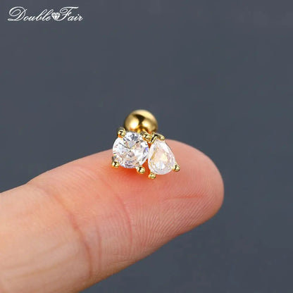 1pc Cartilage Tragus Helix Daith Crystal Ear Piercing Stud Earrings for Women Mini Screw Stainless Steel Stacking Ear Jewelry