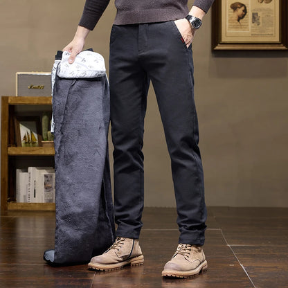 Warm Fleece Pants Winter Man Cowboy Man Thermal Fleece Lined Korean Fashion Slim Thicken Plush Wool Boot Cut Jeans Men