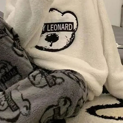 2 Teile/satz Verdickte Warme Flanell Plus Größe frauen Pyjamas Tops und Hosen Nachtwäsche Homewear Winter Cartoon Bär Nachtwäsche