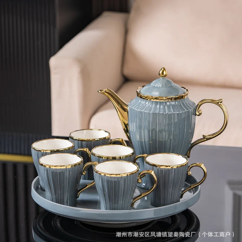New high-value European ceramic coffee set, color glaze, high-end Phnom Penh coffee cup saucer, afternoon tea set.