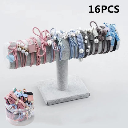 50/12PCS  Women Elastic Hair Ties Pearls Fashion Girls Scrunchies Ponytail Holder Rubber band Hair Rope Hair Accessories