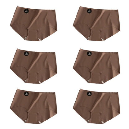 6pcs Seamless Mulberry Silk Panties Women's Ultra-thin Underwear Sexy High-elastic Soft Breathable Female Daily Panties.