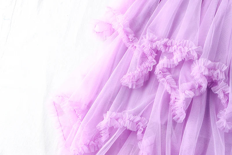 Autumn Winter New 2025 Irregular Cake Tulle Skirt Women Sweet Midi Long High Waist A Line Skirt Female Mesh Party Skirt Lady.