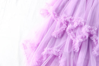 Autumn Winter New 2025 Irregular Cake Tulle Skirt Women Sweet Midi Long High Waist A Line Skirt Female Mesh Party Skirt Lady.