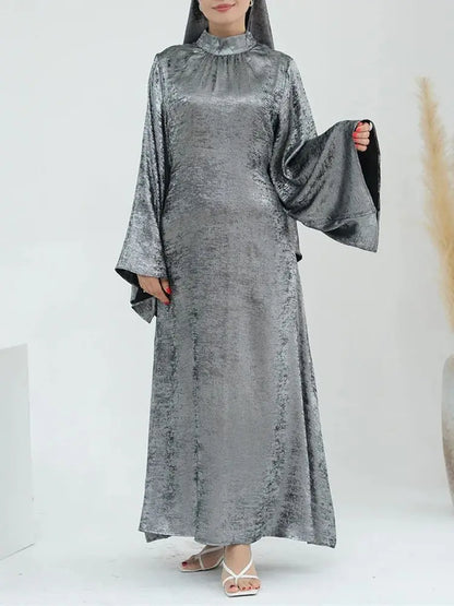Ramadan Satin Shimmer Abaya Damen Dubai Luxury Islam Muslim Kaftan Dresses Kebaya Abayas For Women Robe Musulmane Femme Vestidos