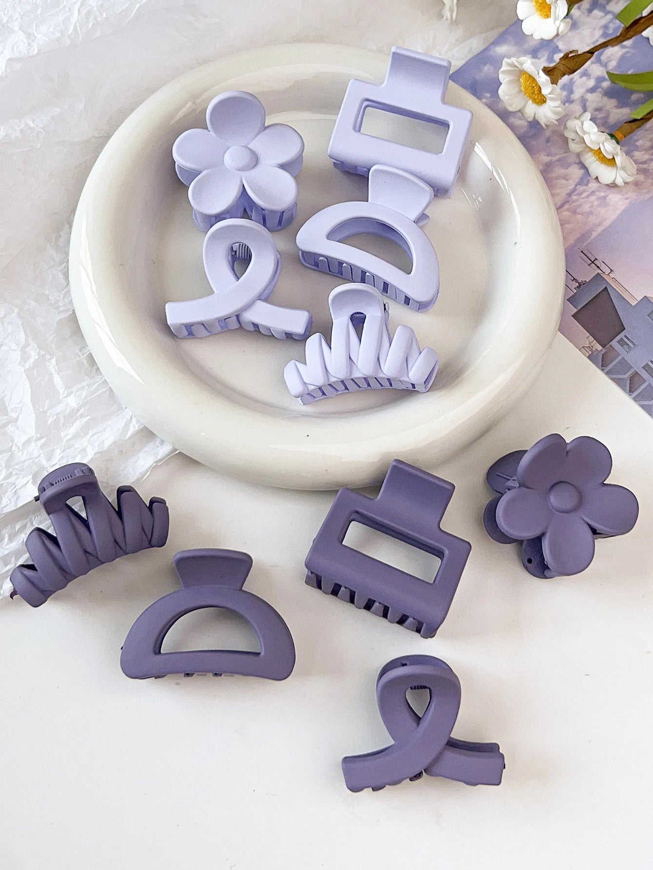 10 Pcs Pink Small Claw Clips Set,Matte Tiny Flower Jaw Clips for Women Girls,5 Style Nonslip for Thin Medium Fine Hair.