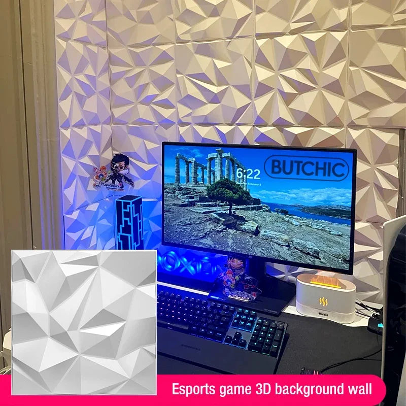 30x30cm Champagne gold color Game 3D Wall Panel Shining Gold 3D Wall Sticker Wedding party background wall art Wood grain paper