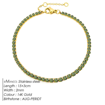 eManco Stainless Steel Gold Plated Sparkling Bracelet High Quality White Zirconia Single Row Simple Accessory For Girls