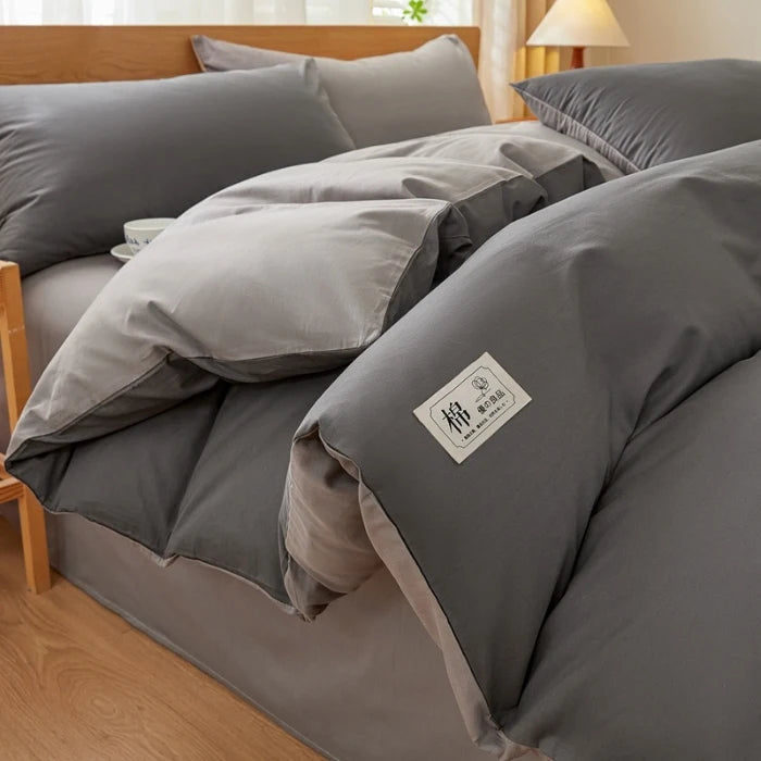 2025 new solid color matching pure cotton quilt cover bed four-piece set student dormitory 3-piece set available in all seasons