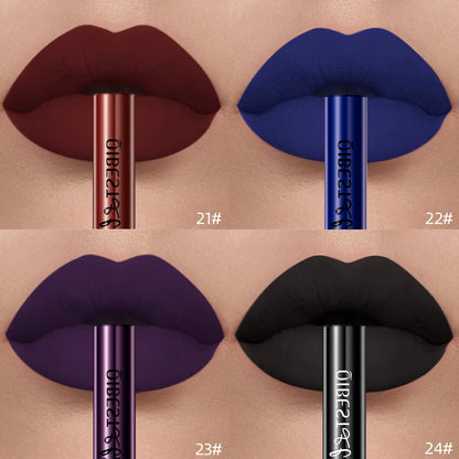 QIBEST Sexy Red Matte Lip Gloss Long Lasting Velvet Liquid Lipstick Lip Makeup Women Beauty Nonstick Cup Waterproof Lipgloss Hot.