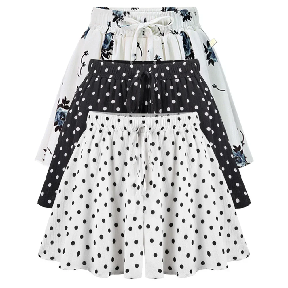 Summer Women Wide Leg Short Pants Skirt, High Waist Loose A-line Skirt Shorts Fashion Casual Chiffon Hot Pant Asian Size M-6XL.