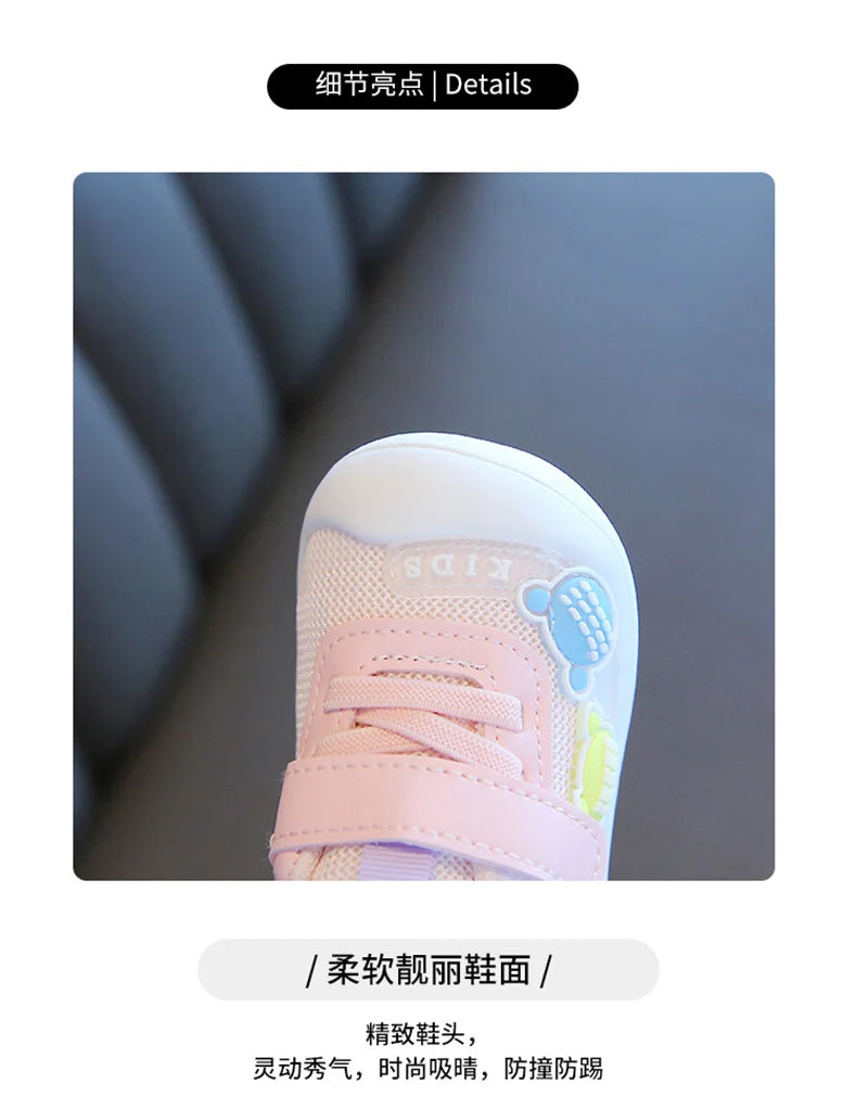 2023 New Spring Autumn Girl's Sneakers Children's Baby Mesh Breathable Casual Flats Shoes Outdoor Running Shoes.