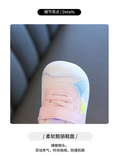 2023 New Spring Autumn Girl's Sneakers Children's Baby Mesh Breathable Casual Flats Shoes Outdoor Running Shoes.