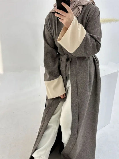 Ramadan Eid Open Linen Abaya Kimono Turkey Islam Muslim Modest Kaftan Dress Prayer Clothes For Women Kebaya Robe Femme Musulmane.