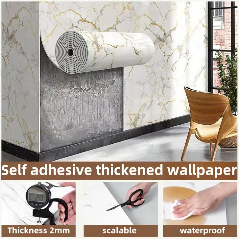 3D Wall Panels Self-Adhesive Wallpapers Marble Foam Thickened Wall Stickers for Ceiling Showers Bathrooms Living Room Decoration