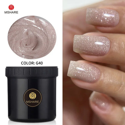 MSHARE 50g/250g Shimmer Pink White Acrylic Gel TPO Free Glitter Shiny Extension Acryl Hard Gel Nails Sculpting Construction