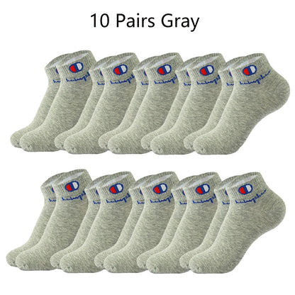 10/20/30 Pairs Socks Men Ankle Cotton Socks Brand Classic Fashion Black White Socks Breathable Mesh Athletic Short Socks Summer