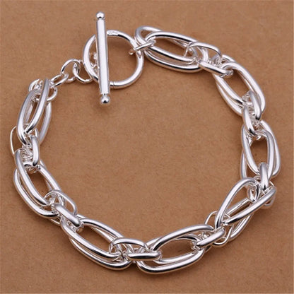 Fine 925 Sterling Silver Noble Nice Chain Solid Bracelet for Women Men Charms Party Gift Wedding Fashion Jewelry Hot Model.