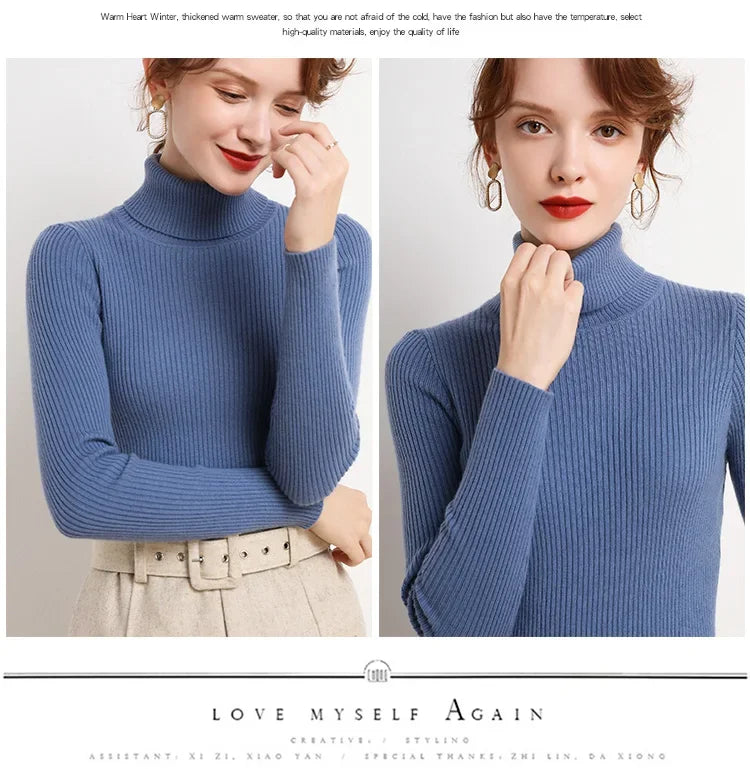 Rollkragenpullover für Damen im Herbst, gestrickt, weiche Pullover, Pullover, grundlegende weiche Pullover für Damen, 2026, Herbst und Winter
