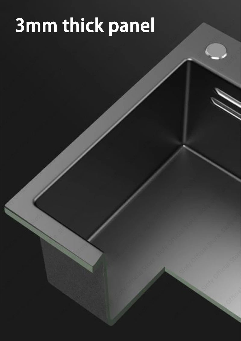 Multifunctional Kitchen Sink Large Capacity Single Bowl Stainless Steel Sink Vegetable Workstation With Faucet Drain Accessories