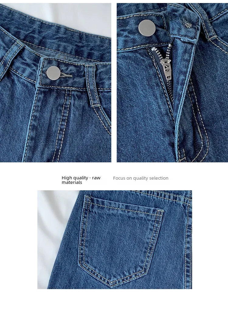 Vintage High-waisted Loose-fit Slimming Straight-leg Jeans For Women Trendy Long Trousers A Retro Flair.