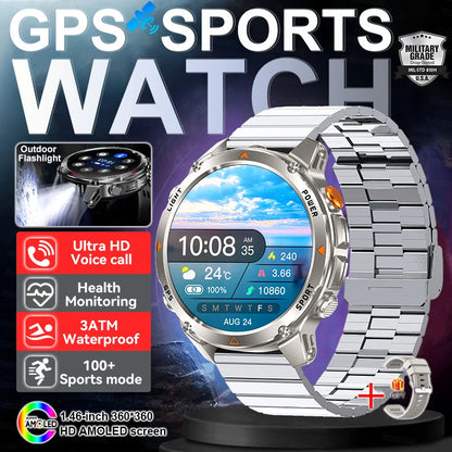 New Outdoors Military GPS Sports Smart Watch Women Dual-Band GNSS Compass Altimeter 3ATM Waterproof BluetoothCall Smartwatch Men