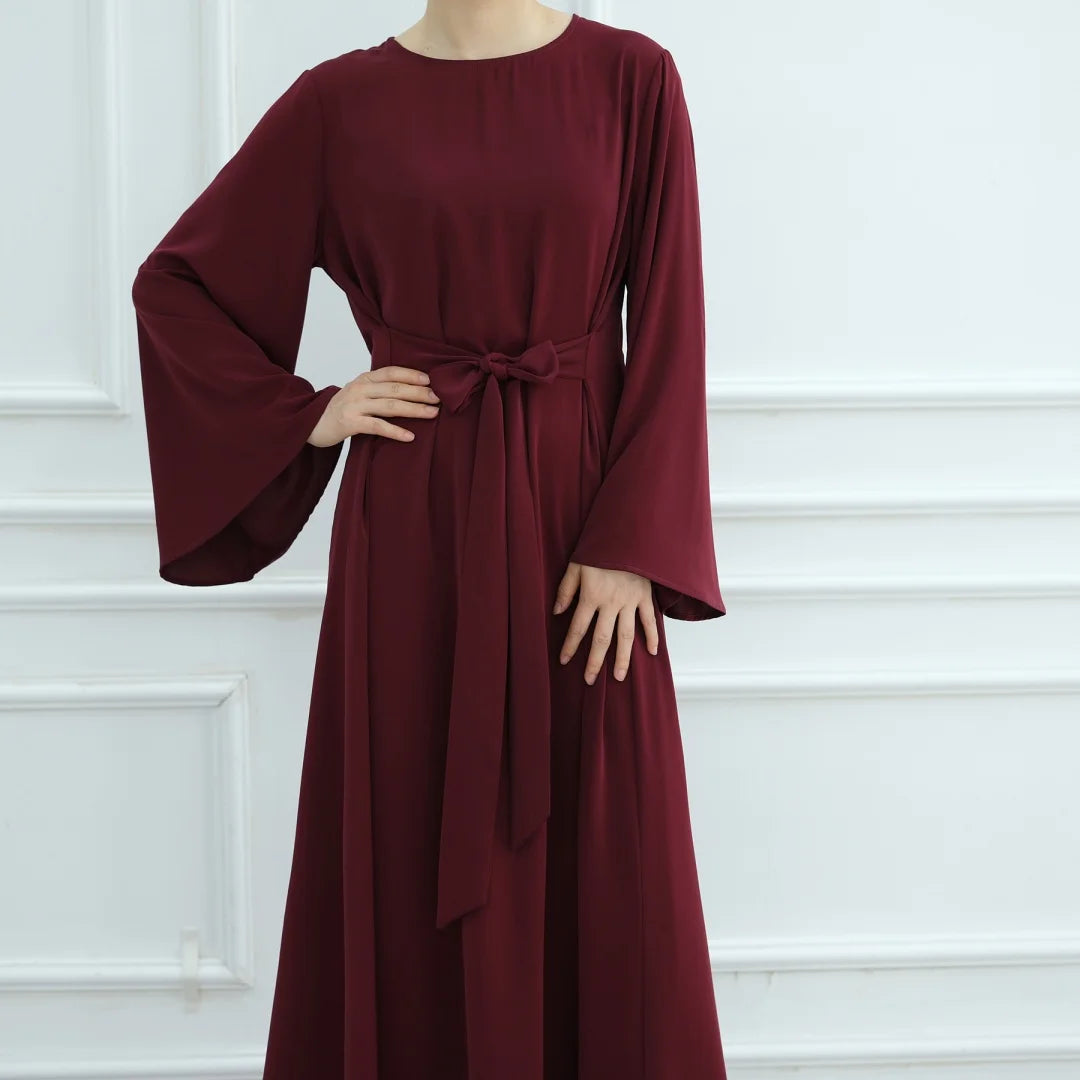 Bandage Plain Abaya Dubai For Women Kaftan Muslim Modest Long Dresses Islam Caftan Marocain Kebaya Robe Femme Musulmane Vestidos.