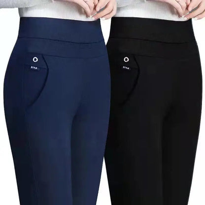 Büro Dame Koreanische Mode Gerade Hosen Weibliche Elastische Band Hohe Taille Feste Große Größe 5XL Frauen Herbst Elegante Hosen 2023