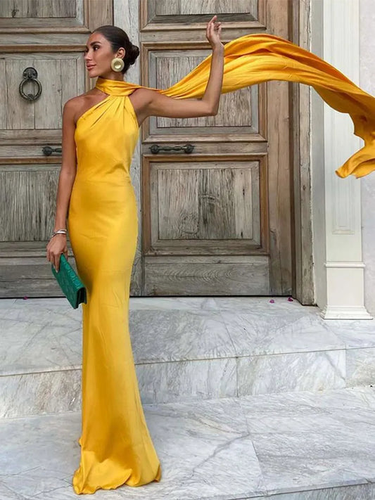 Elegante Feste Band Frauen Halfter Kleid Off Schulter Ärmellose Backless Dünne Weibliche Maxi Kleider 2025, Sommer Neue Chic Dame Robe