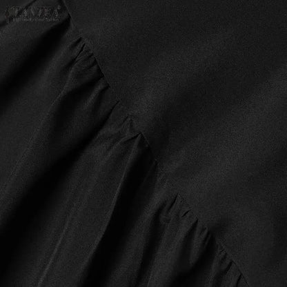 Women Autumn Muslim Long Dress Abaya Long Sleeve Hijab Vestidos Islamic Robe Femme ZANZEA Vintage Ramadan Maxi Sundress Kaftan